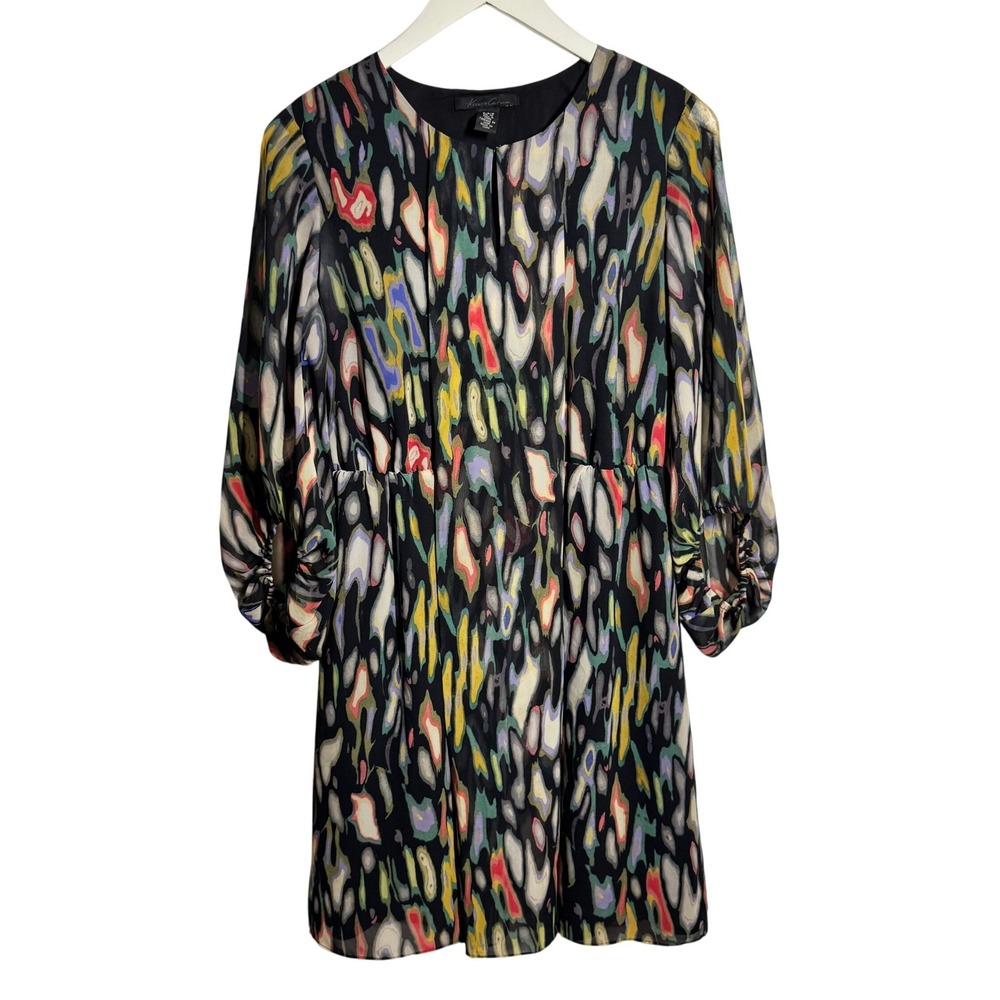 Kenneth Cole New York Abstract Print Mini Dress Black Multi Color Size 6 Offie